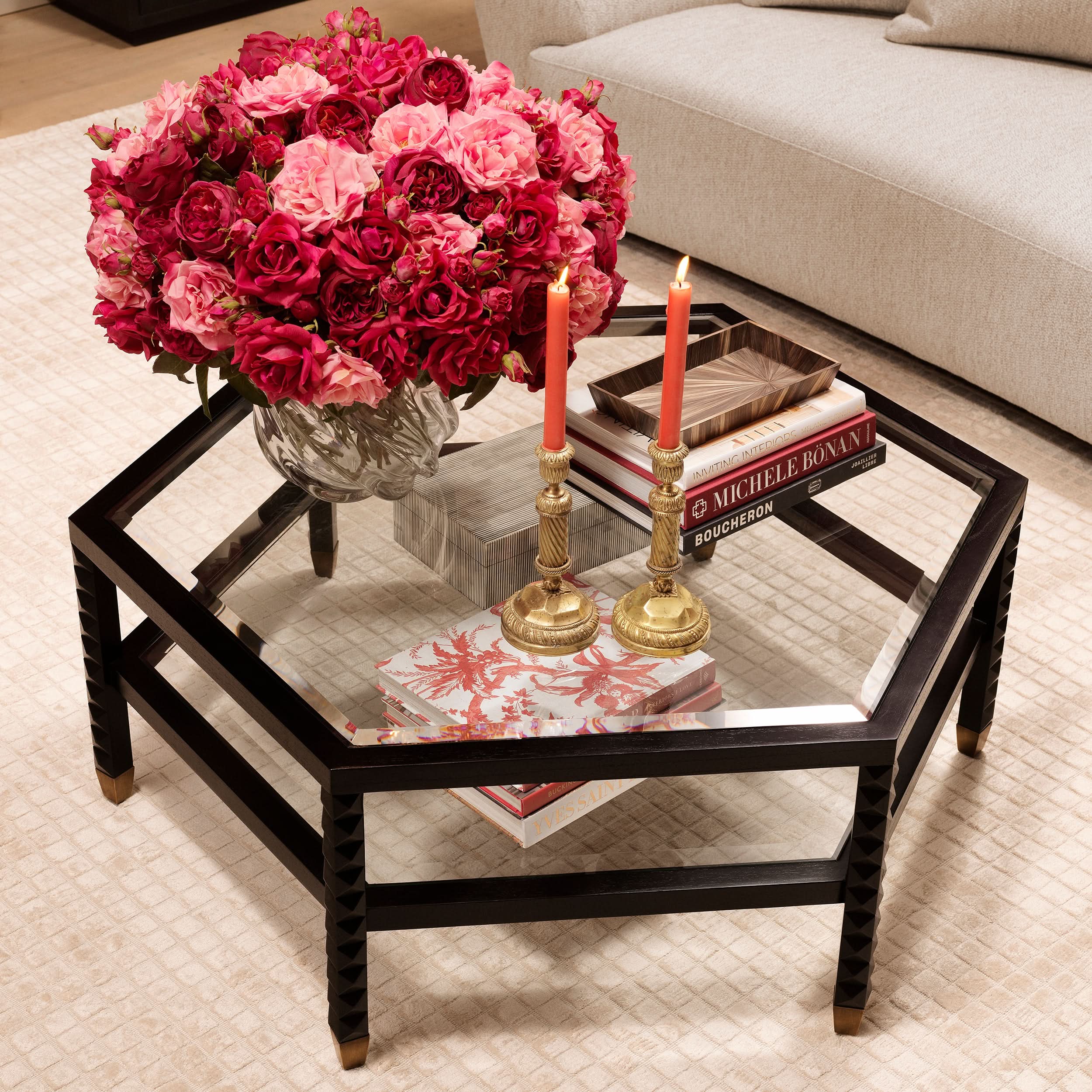 Eichholtz Rosenstrauß rot/rosa – 72 Stück / 3 Sorten Kunstblumen Eichholtz