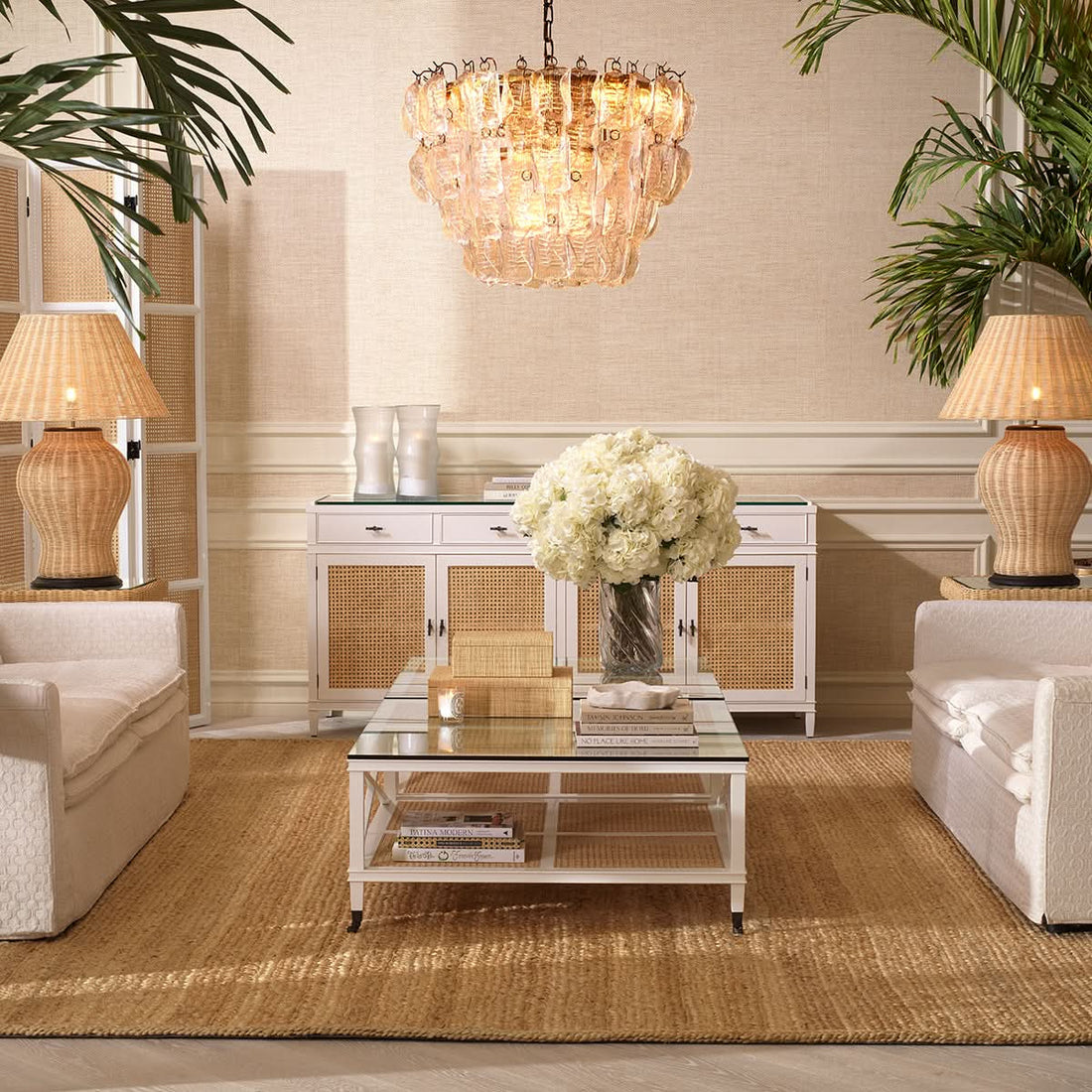 Eichholtz Hortensienstrauß weiß – 48 Stück / 2 Sorten Kunstblumen Eichholtz