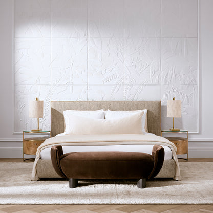 Eichholtz Bank Stirling I Brown Velvet Polsterbank Eichholtz