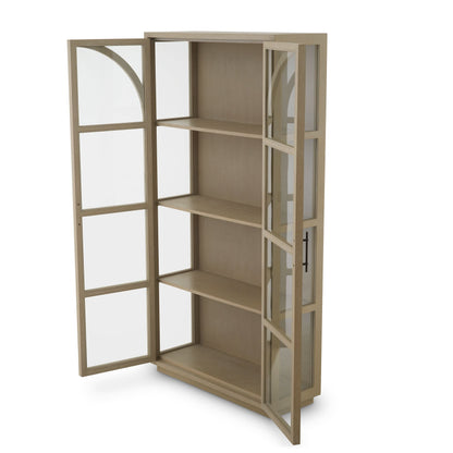 Eichholtz Kabinett San Bernardino - Washed Oak Veneer | Klarglas | Bronze Finish Vitrinenschrank Eichholtz