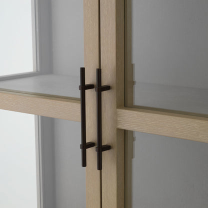 Eichholtz Kabinett San Bernardino - Washed Oak Veneer | Klarglas | Bronze Finish Vitrinenschrank Eichholtz
