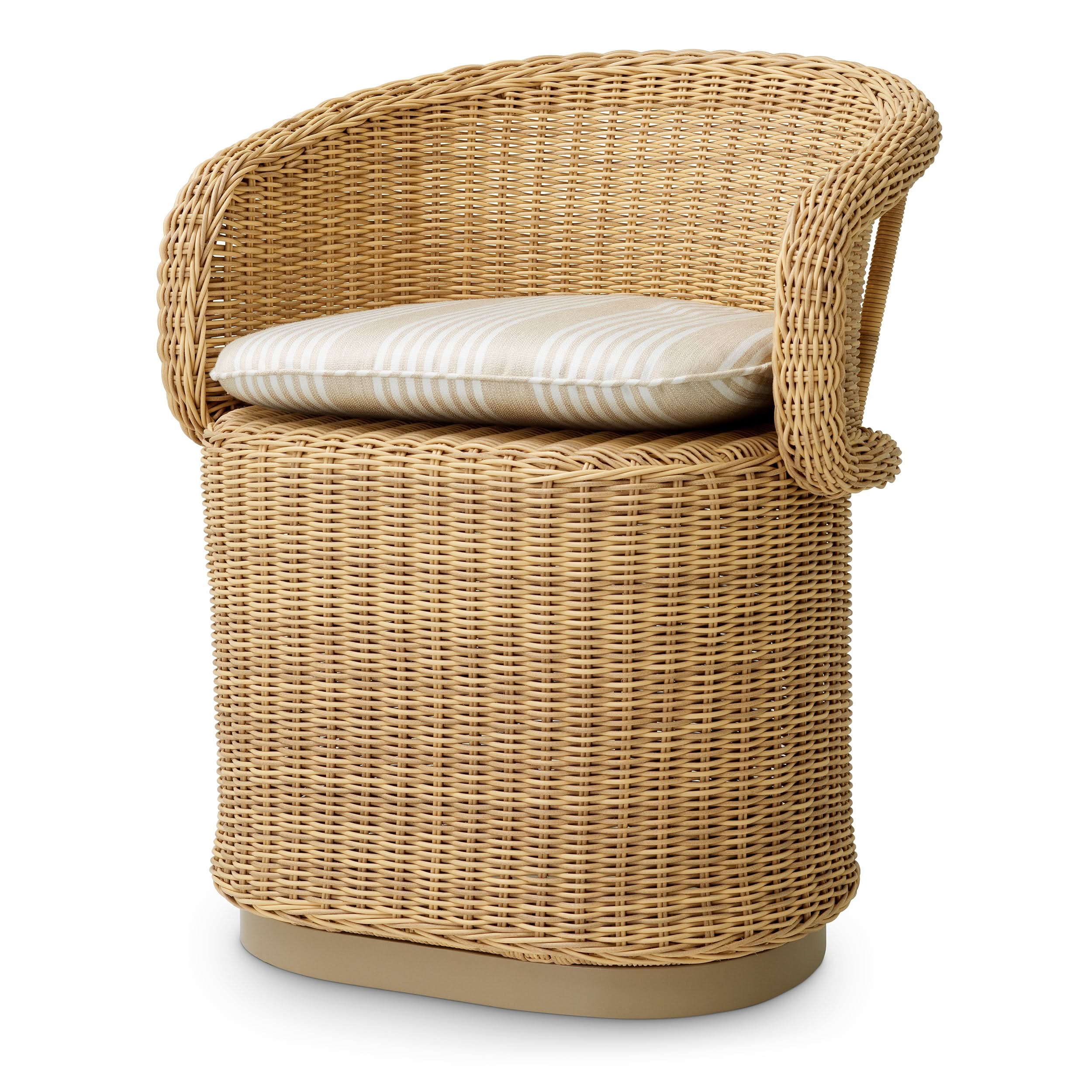 Eichholtz Outdoor Essstuhl San Remo – Kunstrattan | Saville Beige | Geflecht Outdoor Stuhl Eichholtz