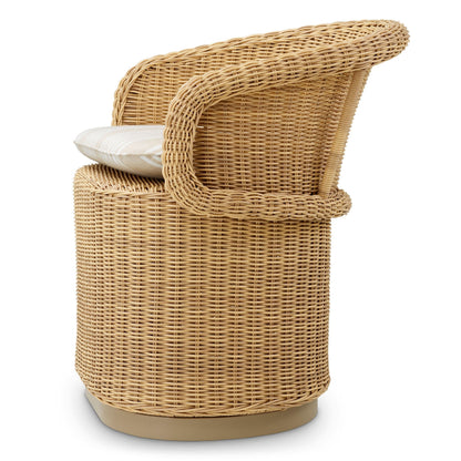 Eichholtz Outdoor Essstuhl San Remo – Kunstrattan | Saville Beige | Geflecht Outdoor Stuhl Eichholtz