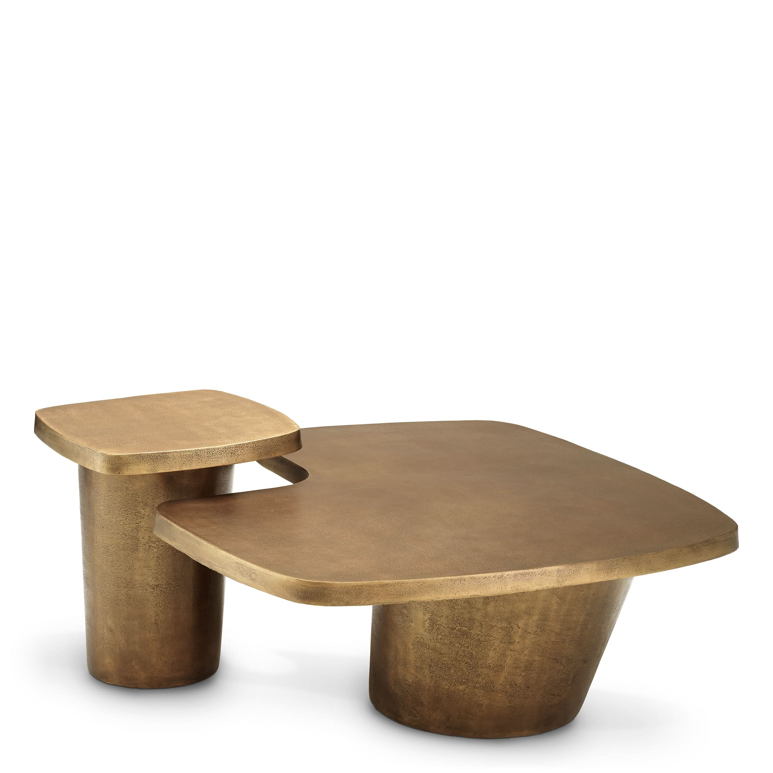 Eichholtz Coffee Table Pierro Set aus 2 – Vintage Brass Finish 2er-Set Couchtisch Eichholtz