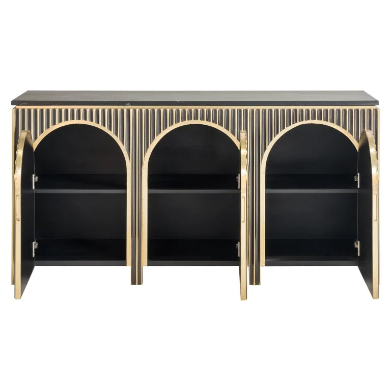 Richmond Interiors Sideboard Les Arcs mit 3 Türen gebürstetem gold Sideboard Richmond Interiors