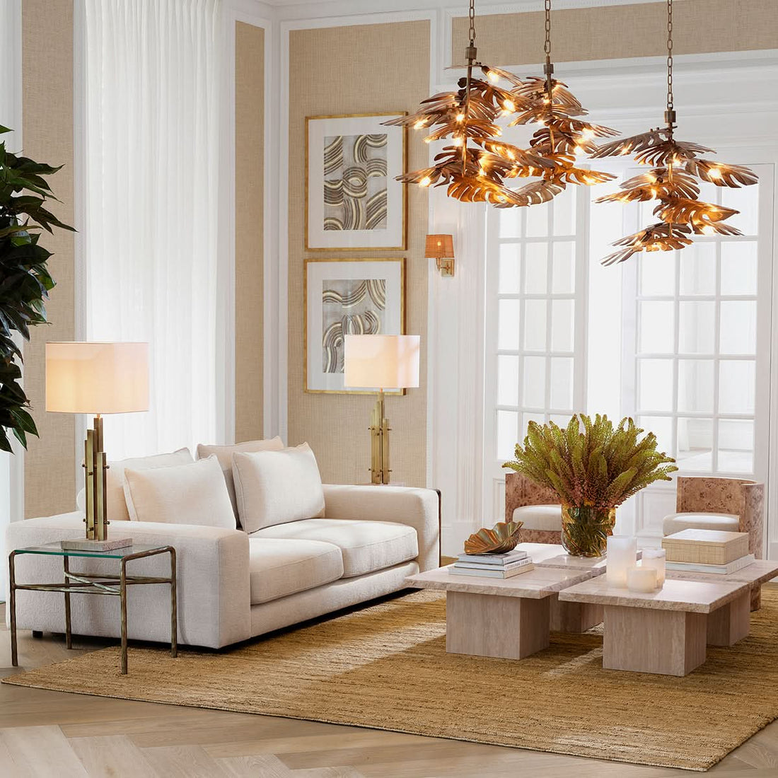 Eichholtz Sofa Lounge Club L – Nuoro Beige 3-Sitzer Sofa Eichholtz