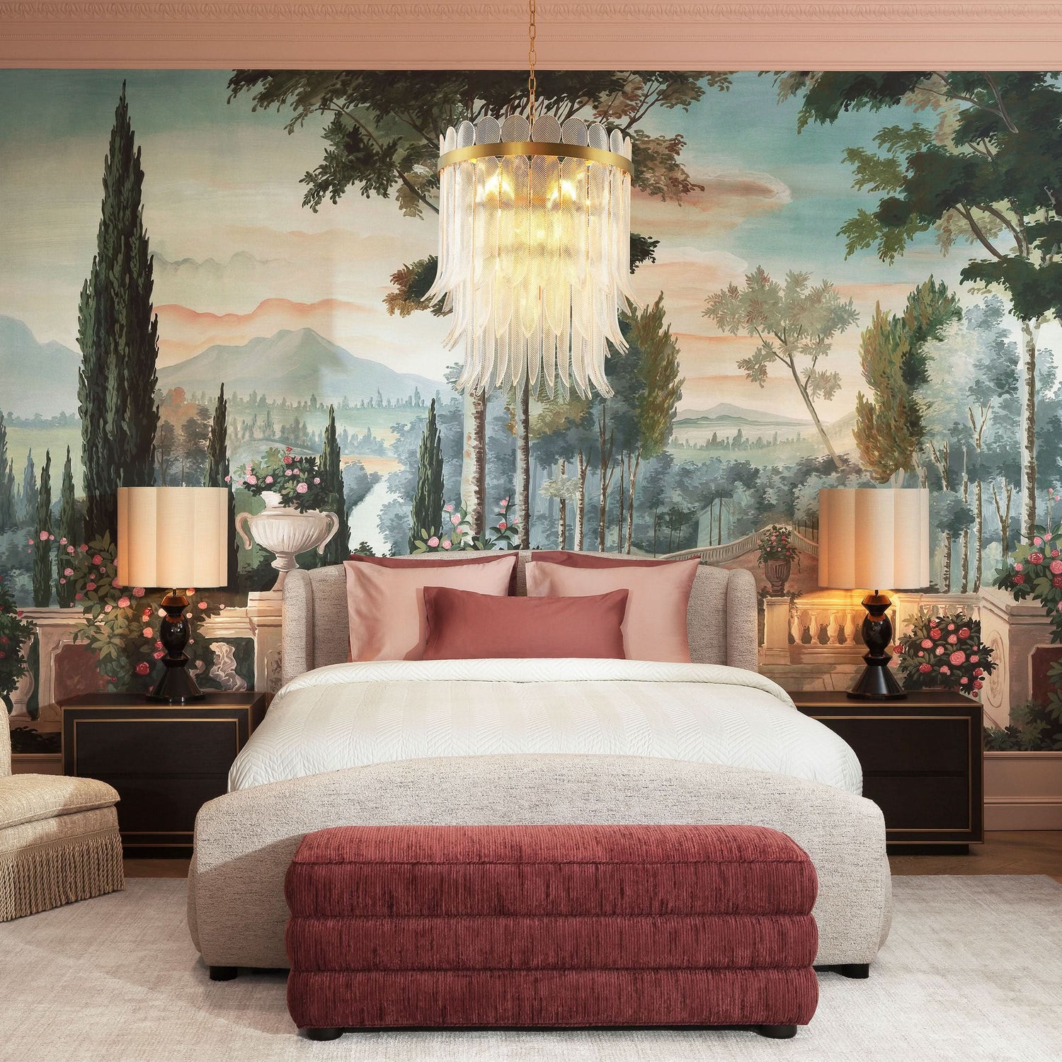 Eichholtz Kronleuchter Erika L – Antique Brass | Clear Glass Kronleuchter Eichholtz