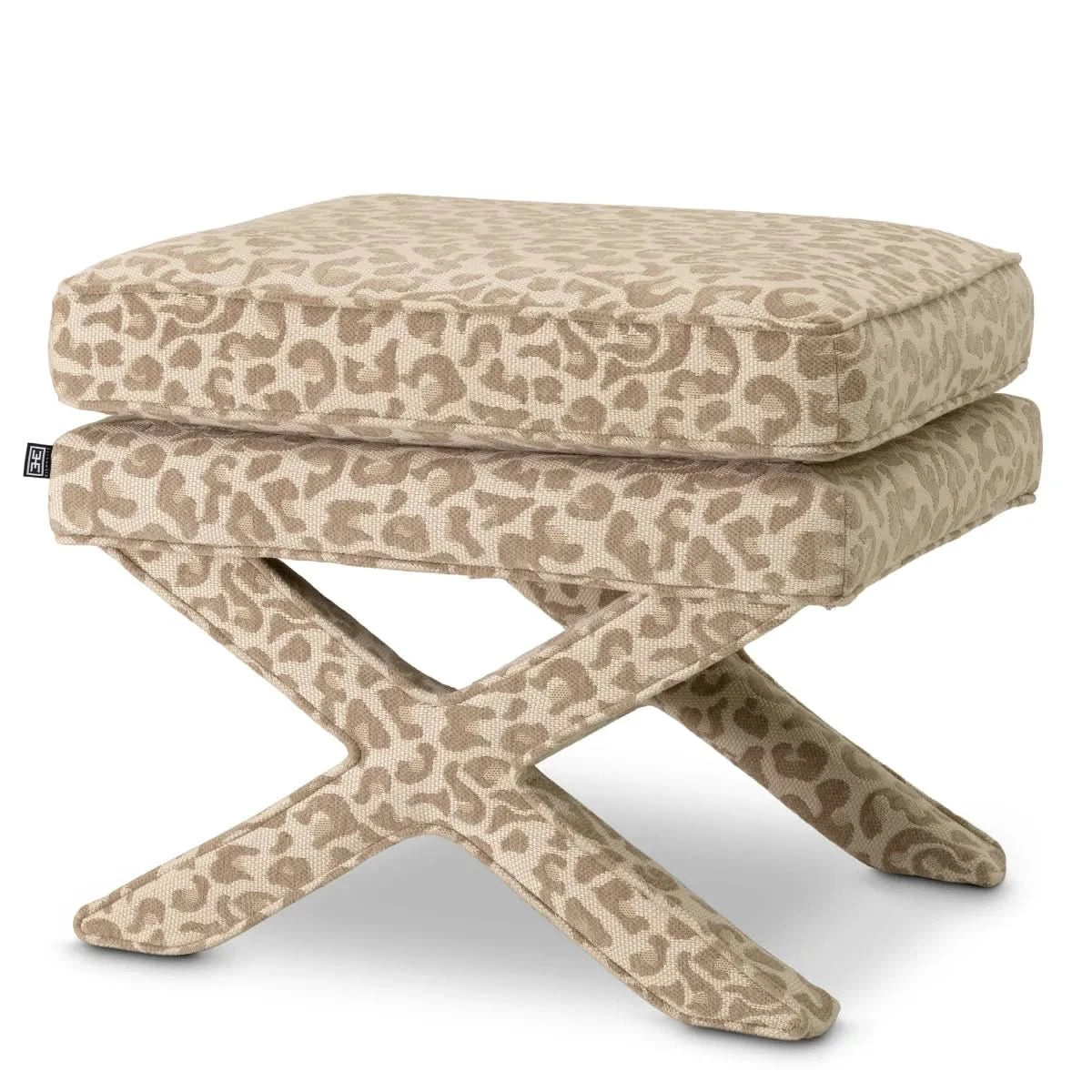 Eichholtz Hocker Cordoba – Harley Leopard Beige Polsterhocker Eichholtz