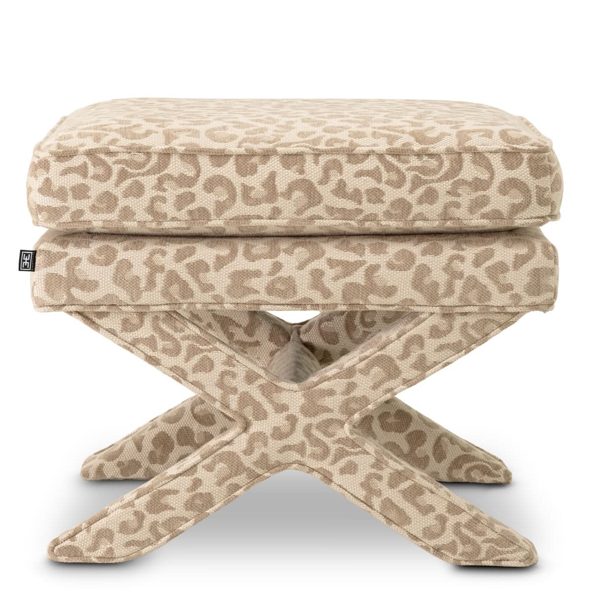Eichholtz Hocker Cordoba – Harley Leopard Beige Polsterhocker Eichholtz