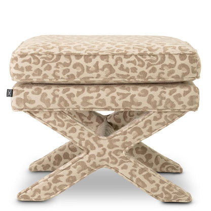 Eichholtz Hocker Cordoba – Harley Leopard Beige Polsterhocker Eichholtz