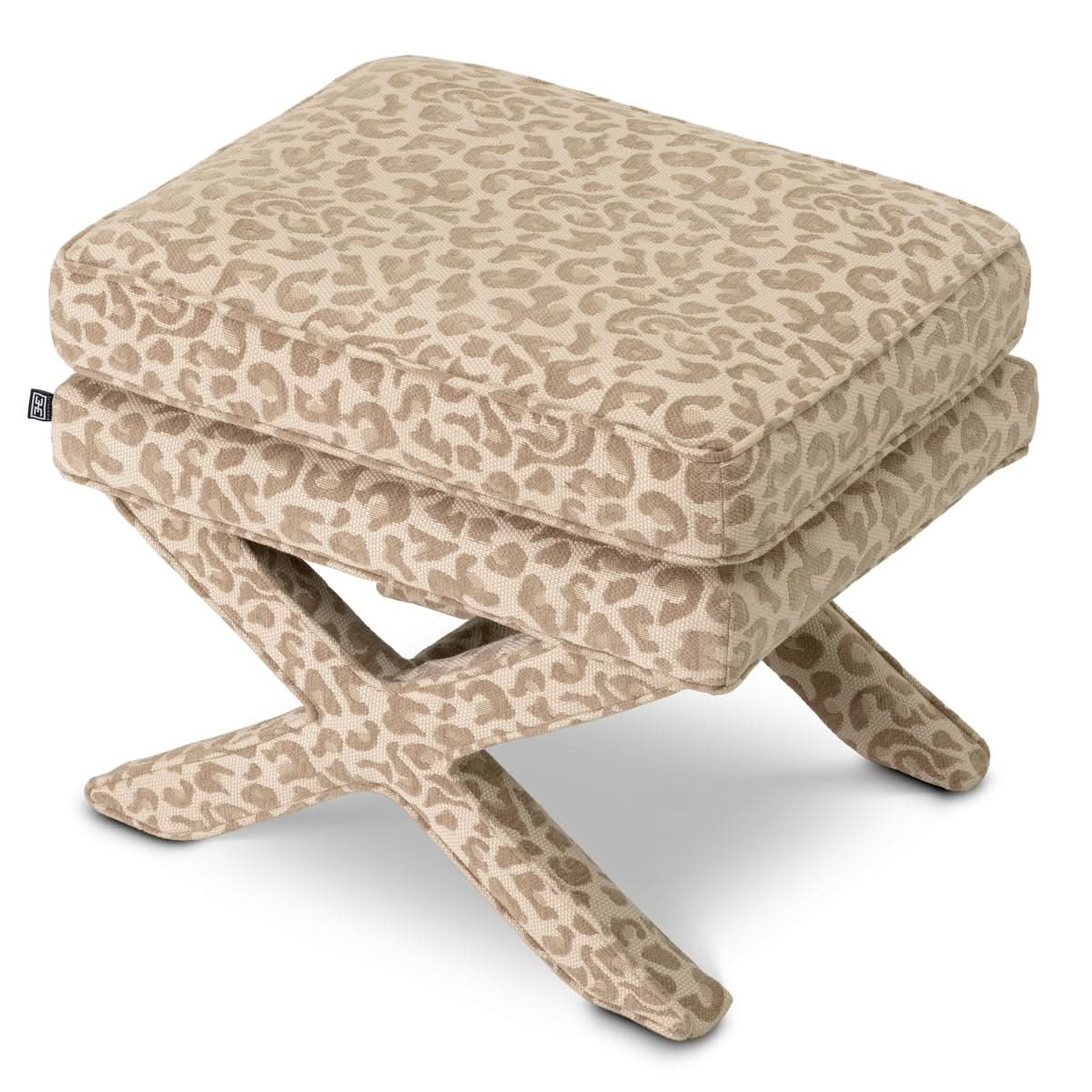 Eichholtz Hocker Cordoba – Harley Leopard Beige Polsterhocker Eichholtz