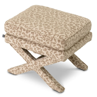 Eichholtz Hocker Cordoba – Harley Leopard Beige Polsterhocker Eichholtz