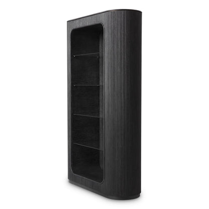 Eichholtz Schrank Bogota – Eichenfurnier Anthrazitgrau | Gerippte Front Offenes Regal Eichholtz