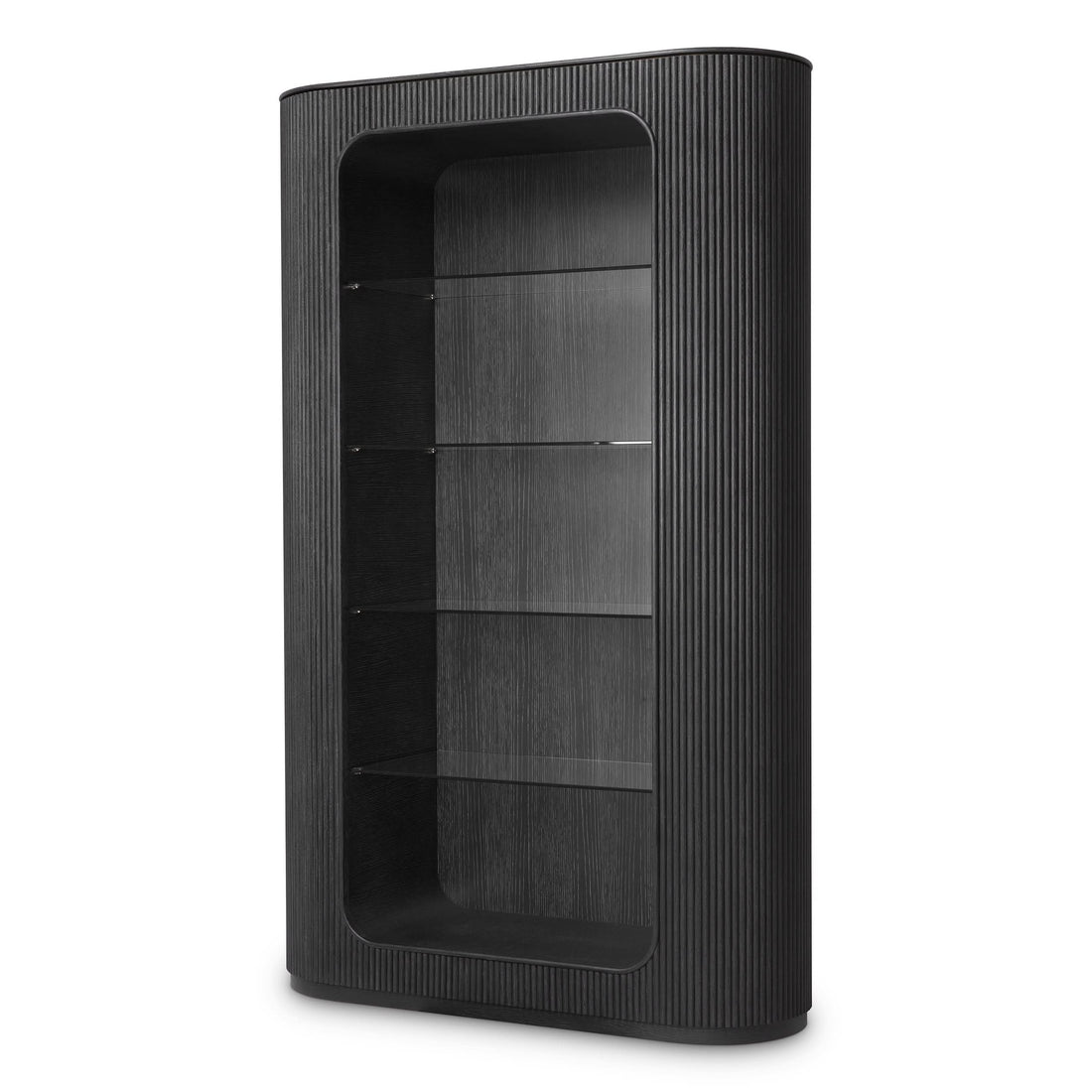 Eichholtz Schrank Bogota – Eichenfurnier Anthrazitgrau | Gerippte Front Offenes Regal Eichholtz