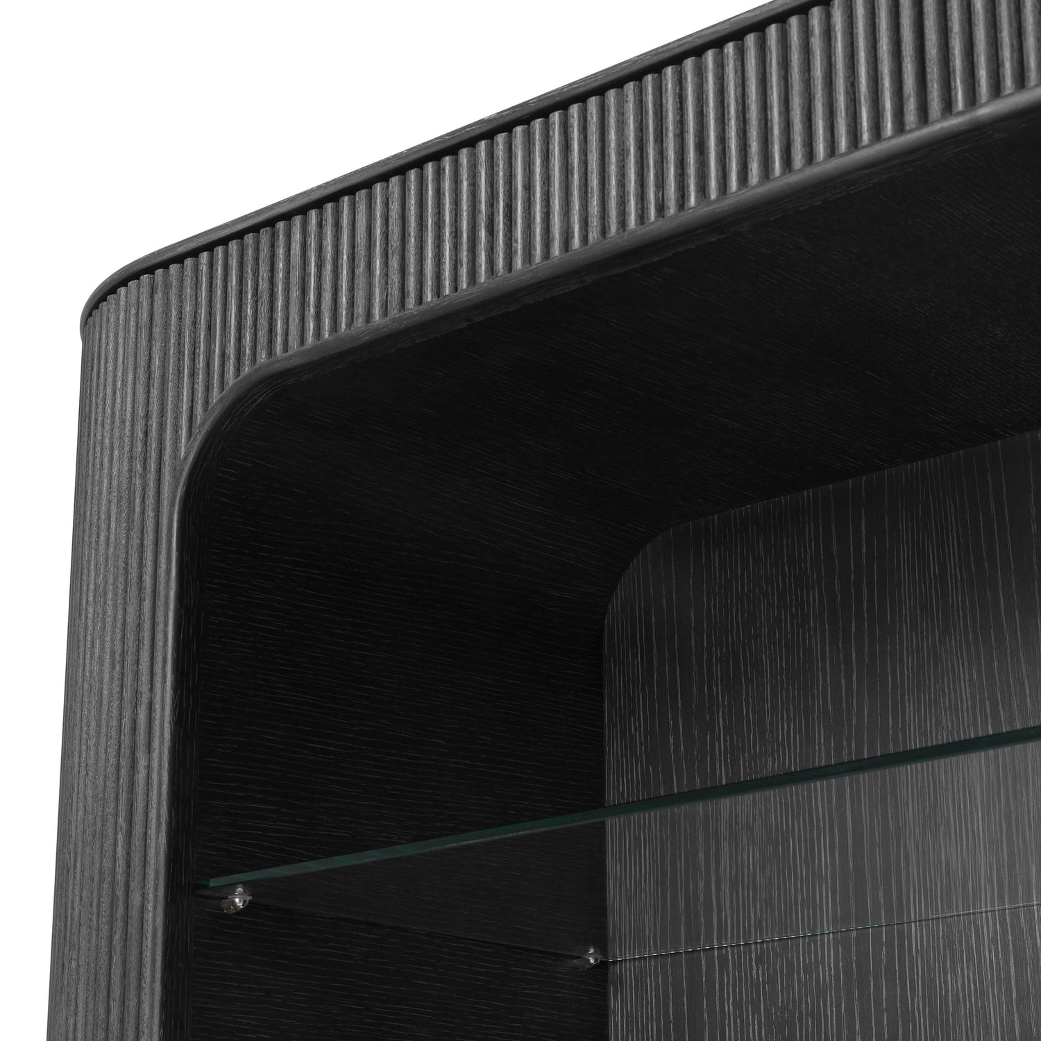 Eichholtz Schrank Bogota – Eichenfurnier Anthrazitgrau | Gerippte Front Offenes Regal Eichholtz