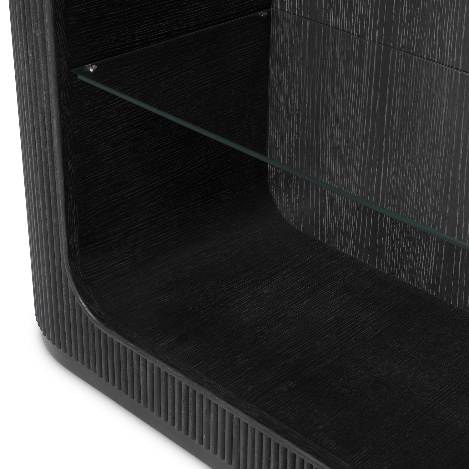 Eichholtz Schrank Bogota – Eichenfurnier Anthrazitgrau | Gerippte Front Offenes Regal Eichholtz