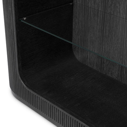 Eichholtz Schrank Bogota – Eichenfurnier Anthrazitgrau | Gerippte Front Offenes Regal Eichholtz