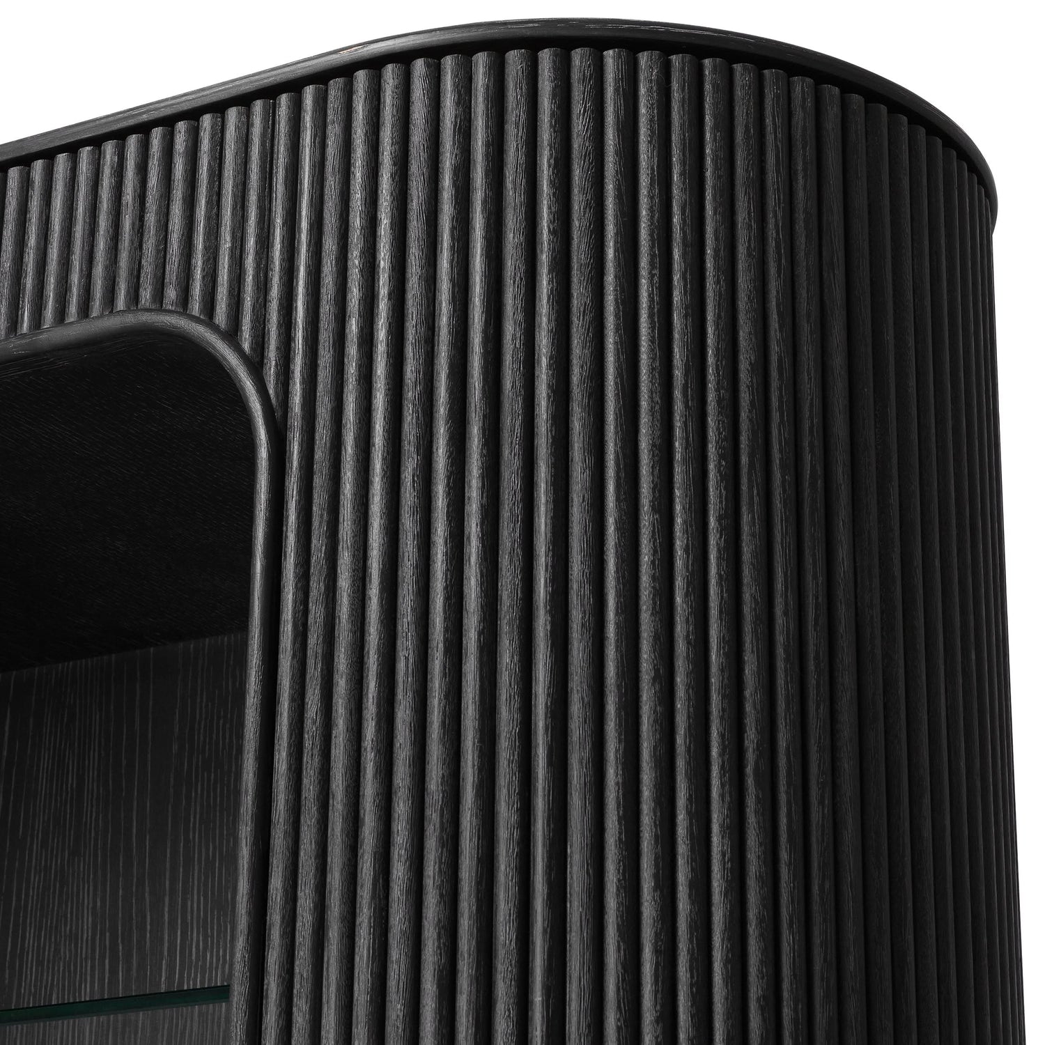 Eichholtz Schrank Bogota – Eichenfurnier Anthrazitgrau | Gerippte Front Offenes Regal Eichholtz