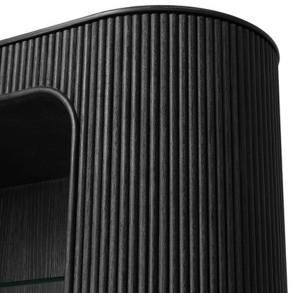 Eichholtz Schrank Bogota – Eichenfurnier Anthrazitgrau | Gerippte Front Offenes Regal Eichholtz