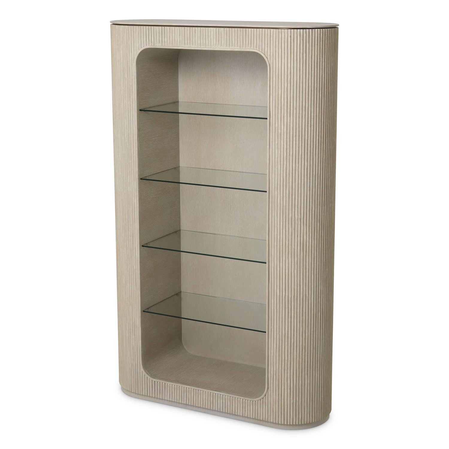 Eichholtz Schrank Bogota – Eichenfurnier Hell | Gerippte Front Offenes Regal Eichholtz