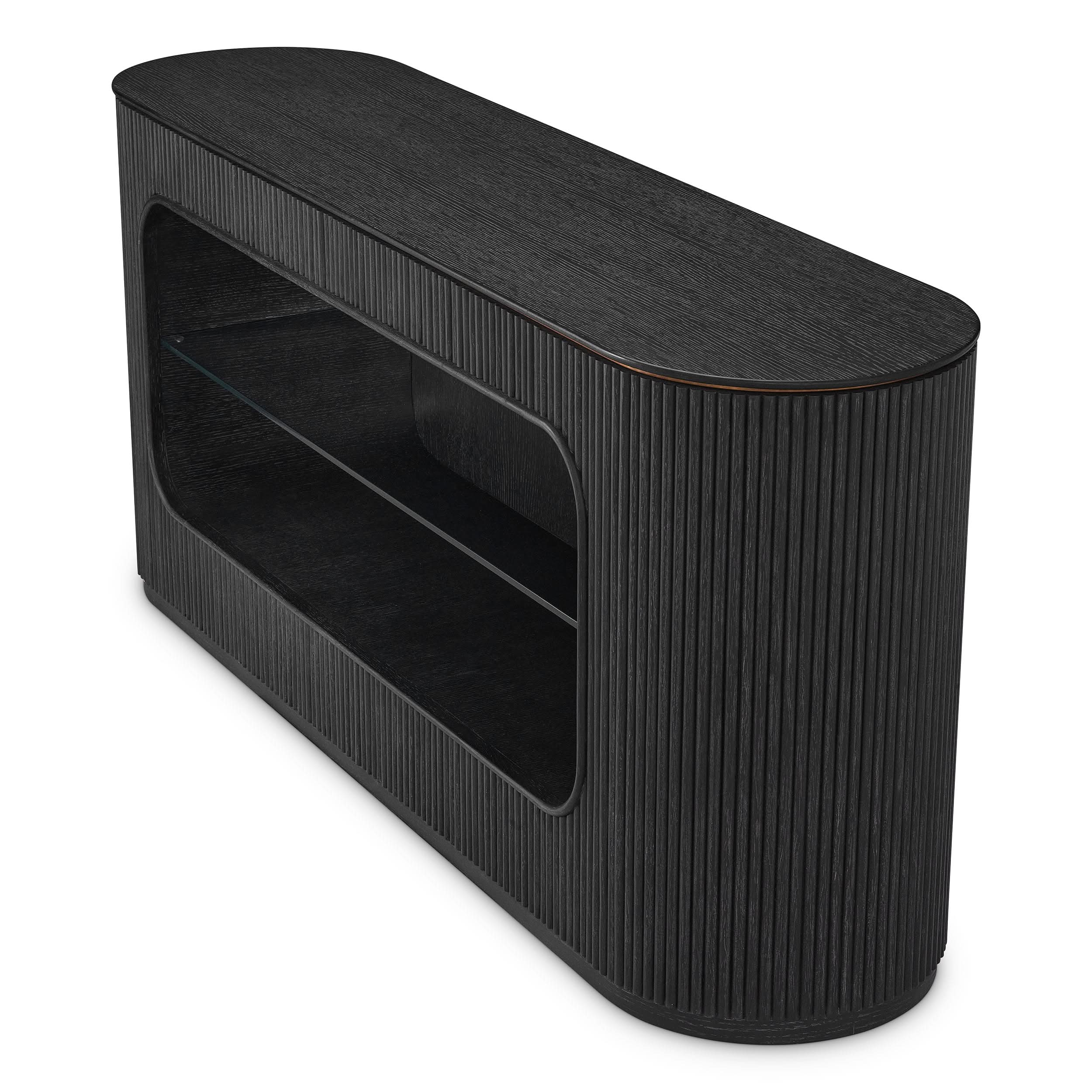 Eichholtz Kommode Bogota – Eichenfurnier Anthrazitgrau | Gerippte Front Sideboard Eichholtz
