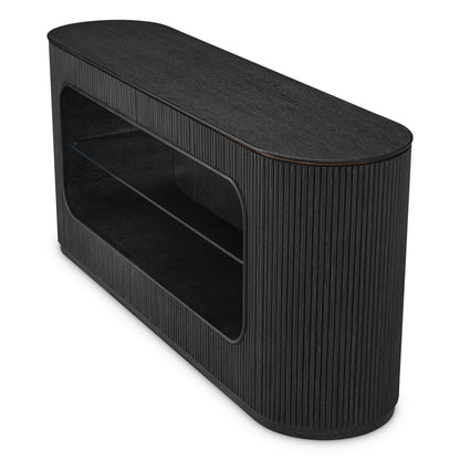 Eichholtz Kommode Bogota – Eichenfurnier Anthrazitgrau | Gerippte Front Sideboard Eichholtz