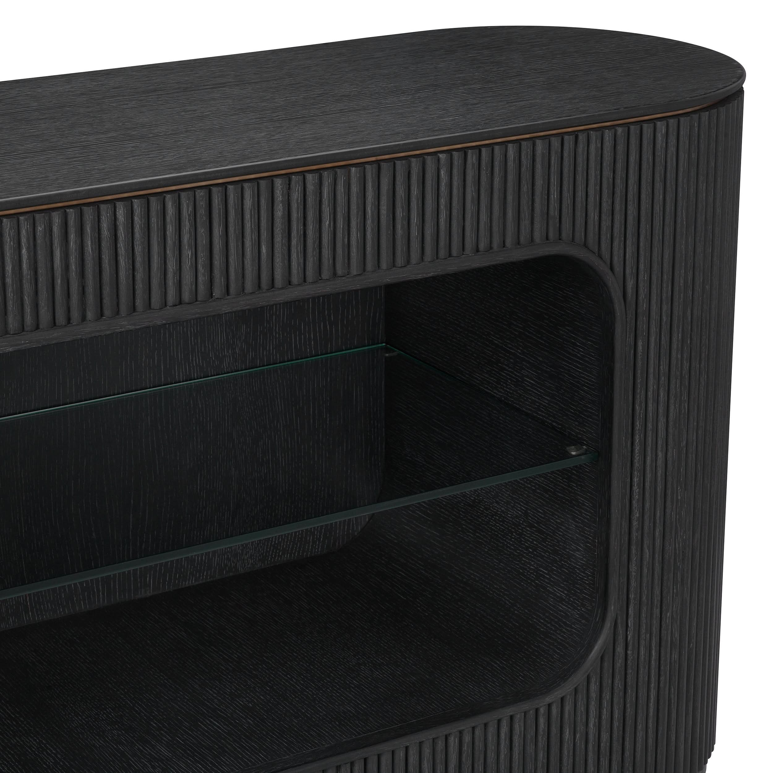 Eichholtz Kommode Bogota – Eichenfurnier Anthrazitgrau | Gerippte Front Sideboard Eichholtz
