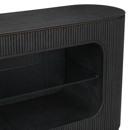Eichholtz Kommode Bogota – Eichenfurnier Anthrazitgrau | Gerippte Front Sideboard Eichholtz