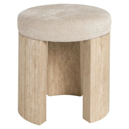 Richmond Interiors Hocker Gallice naturbeige Travertin (Beige) Pouf rund Richmond Interiors