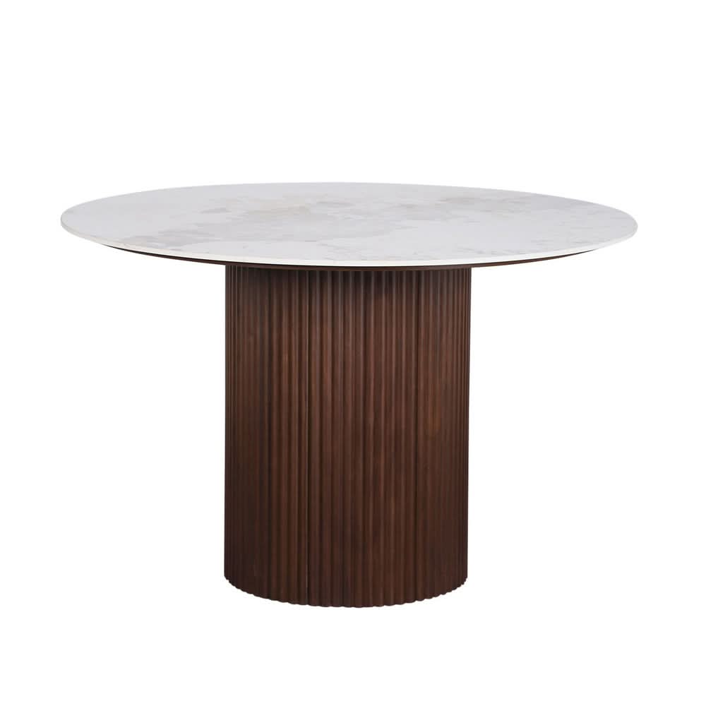 Pole to Pole URBAN CHIQUE Esstisch Ø 120 cm – Marmoroptik und Walnussfurnier Esstisch rund Pole to Pole