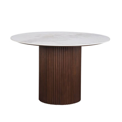 Pole to Pole URBAN CHIQUE Esstisch Ø 120 cm – Marmoroptik und Walnussfurnier Esstisch rund Pole to Pole