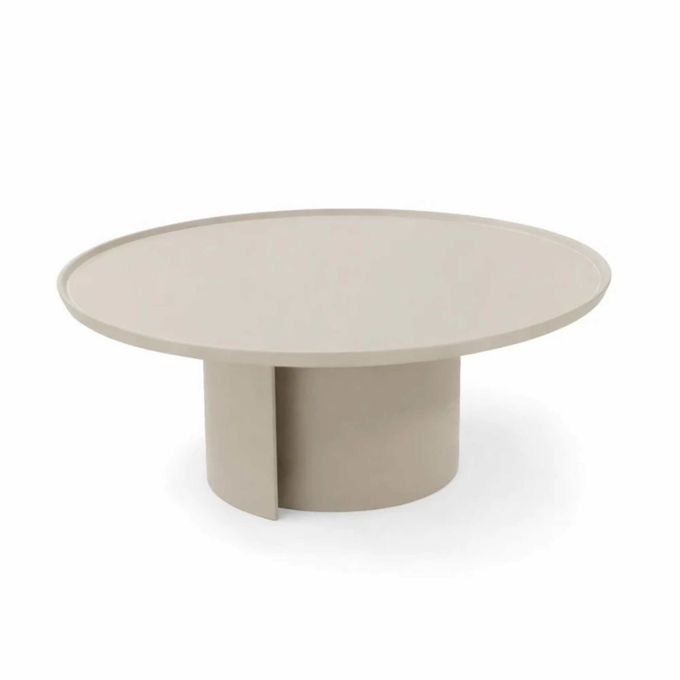 The Grand BELLAGIO Couchtisch Leder rund – Craie / Greige Couchtisch rund The Grand Collection