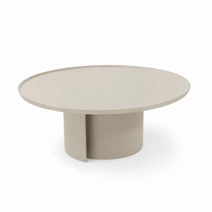 The Grand BELLAGIO Couchtisch Leder rund – Craie / Greige Couchtisch rund The Grand Collection