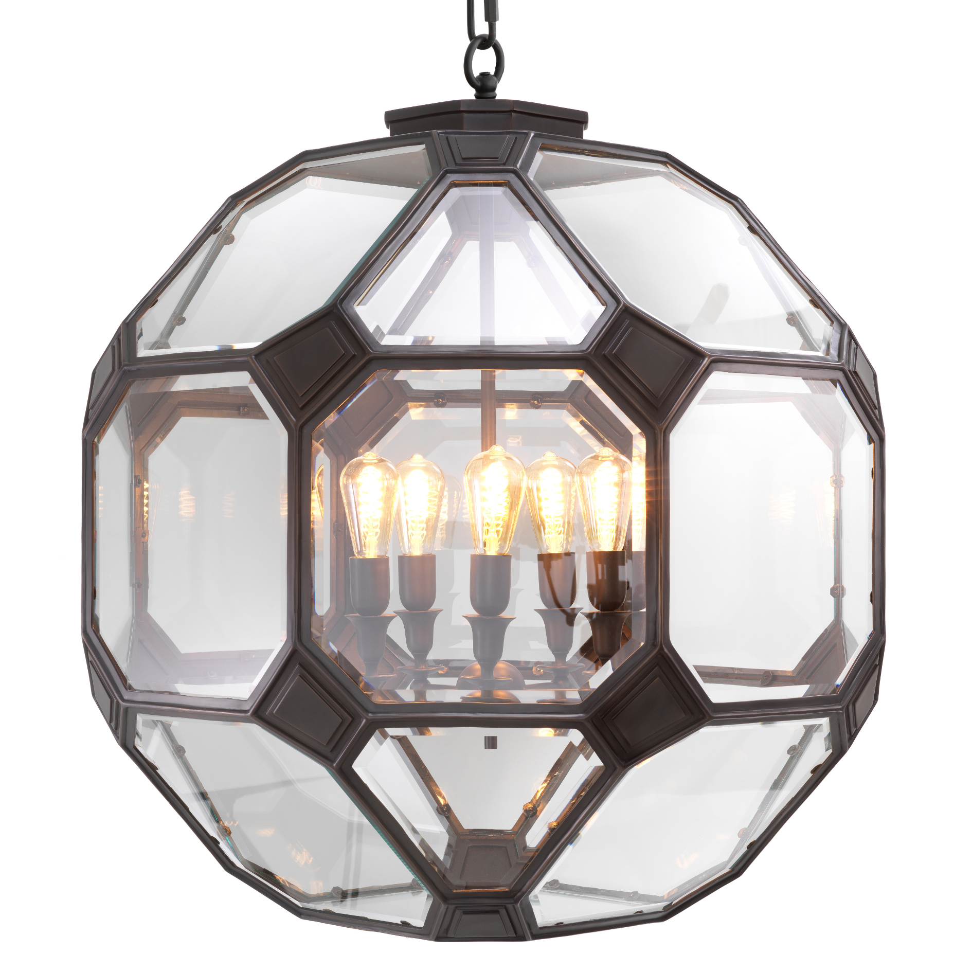 Eichholtz Laterne Olympia L – Bronze Highlight | Clear Bevelled Glass Kronleuchter Eichholtz