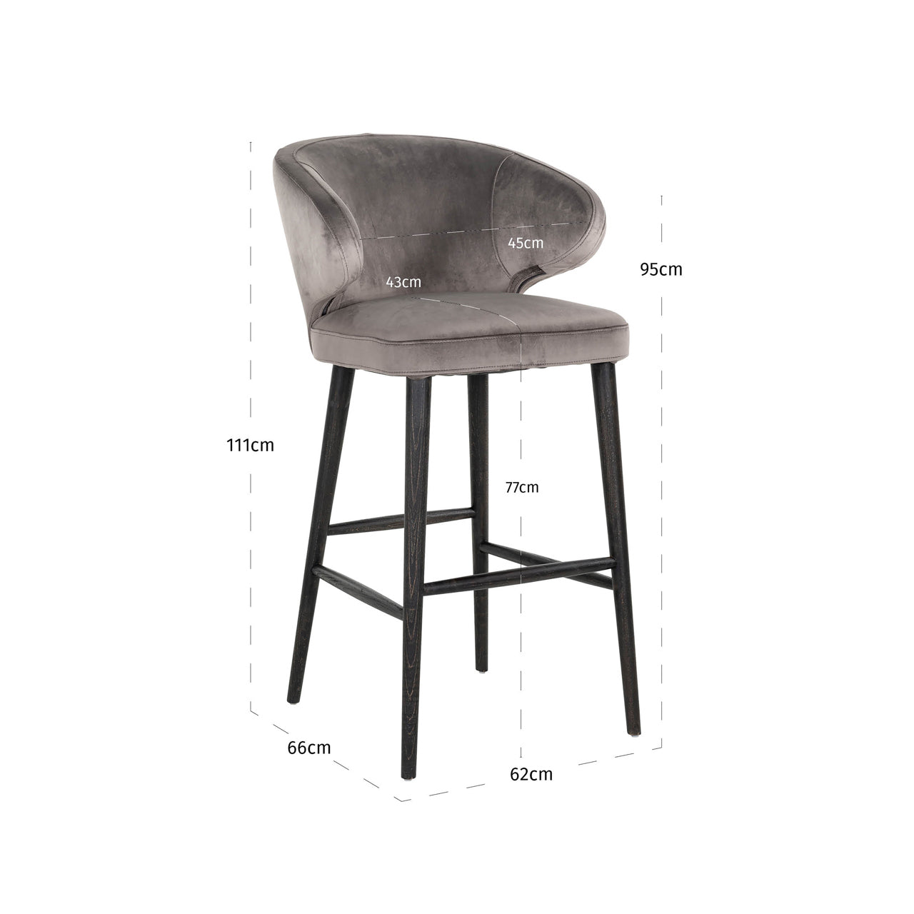 Richmond Interiors Barhocker Indigo stone velvet Barhocker Richmond Interiors