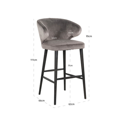 Richmond Interiors Barhocker Indigo stone velvet Barhocker Richmond Interiors