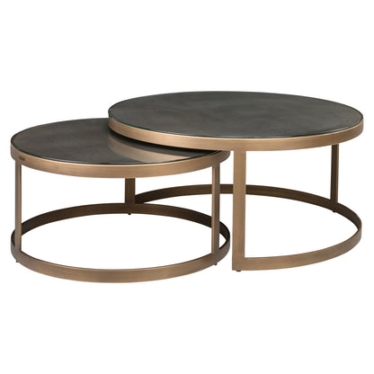 Richmond Interiors Couchtisch Bloomville brass shagreen incl. glass tops (Set of 2) Couchtisch Richmond Interiors