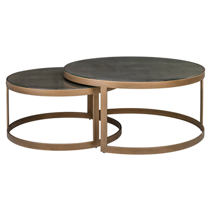 Richmond Interiors Couchtisch Bloomville brass shagreen incl. glass tops (Set of 2) Couchtisch Richmond Interiors