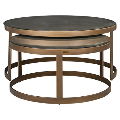 Richmond Interiors Couchtisch Bloomville brass shagreen incl. glass tops (Set of 2) Couchtisch Richmond Interiors