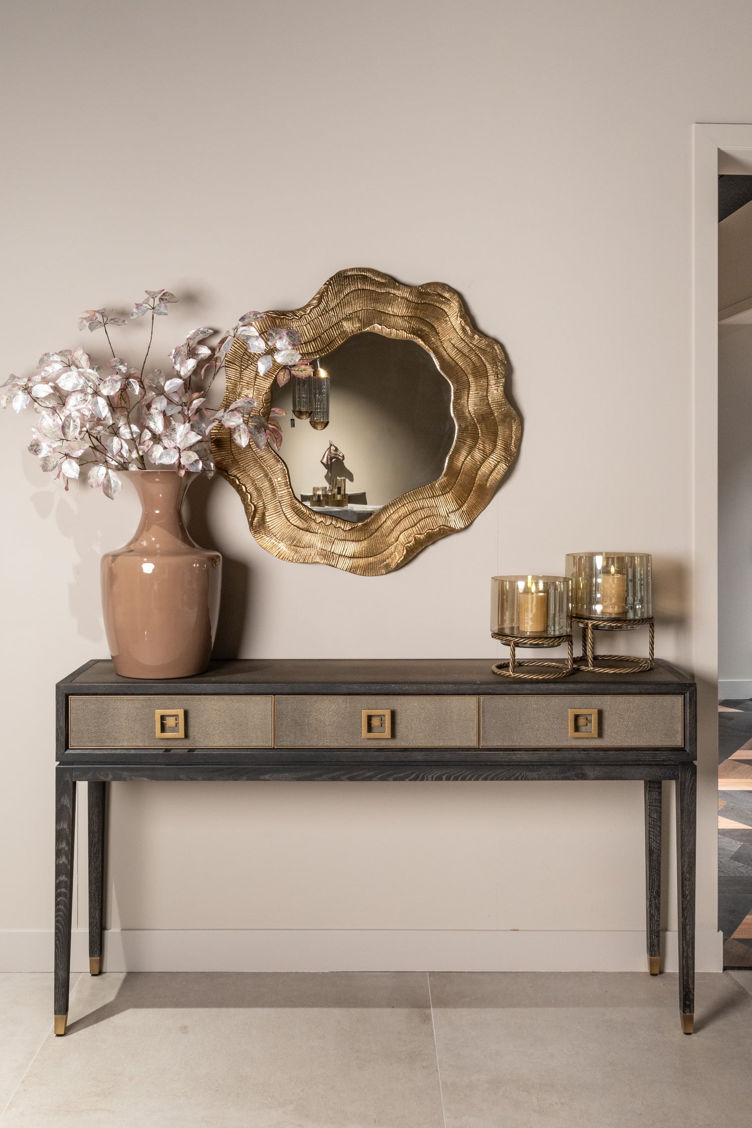 Richmond Interiors Konsole Bloomville brass shagreen Konsole Richmond Interiors