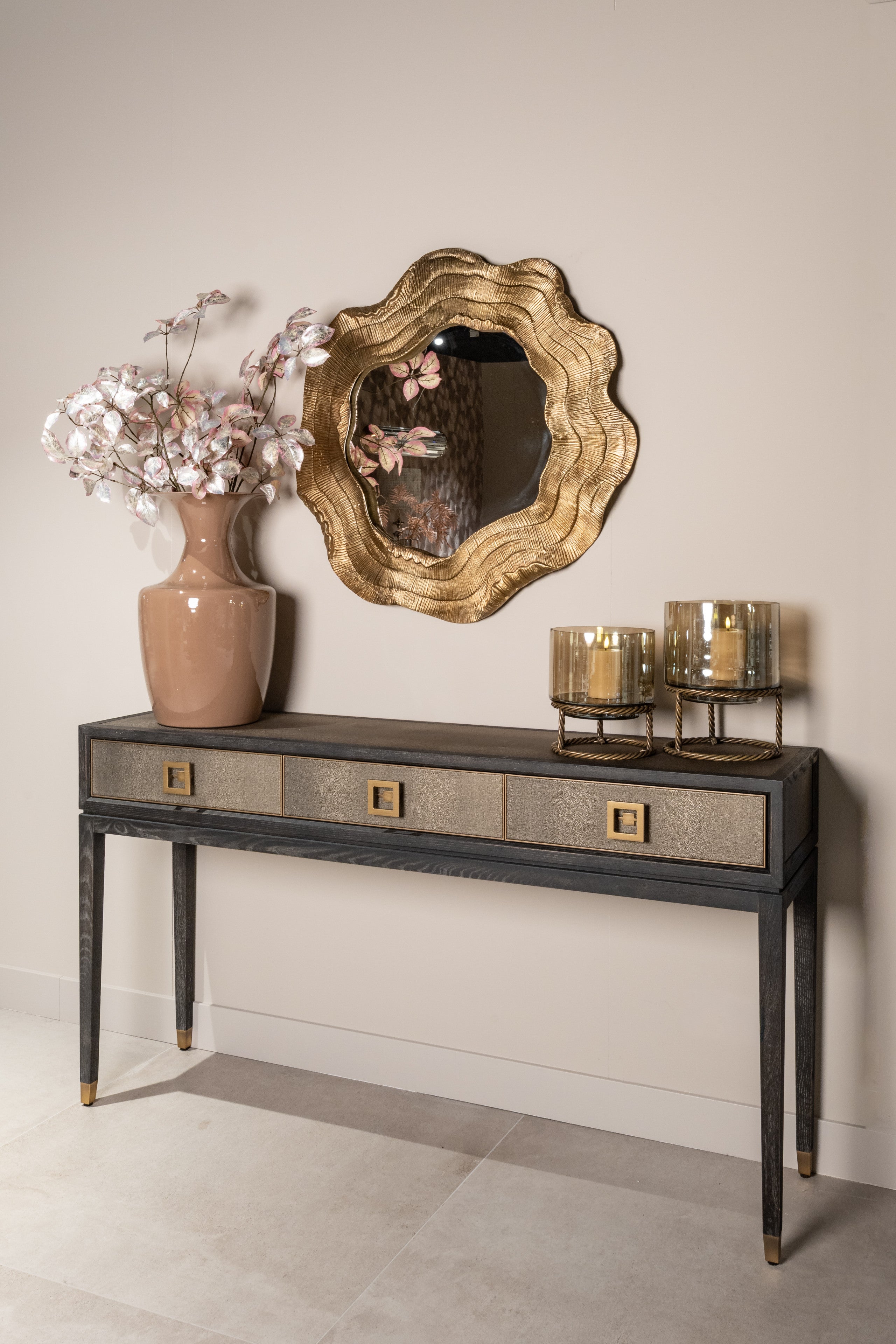 Richmond Interiors Konsole Bloomville brass shagreen