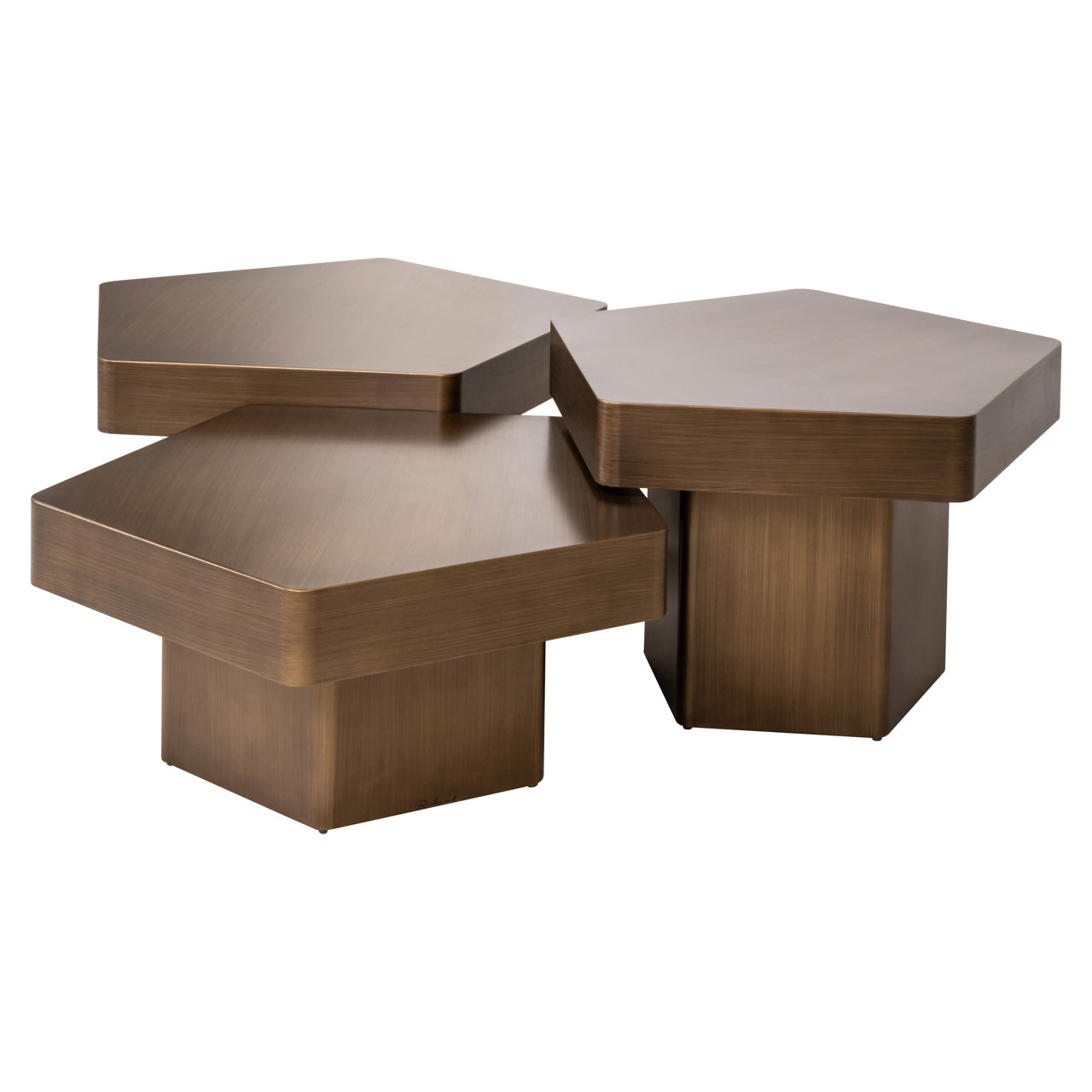 Richmond Interiors Couchtisch Hexa brushed gold (Set of 3) Couchtisch Richmond Interiors