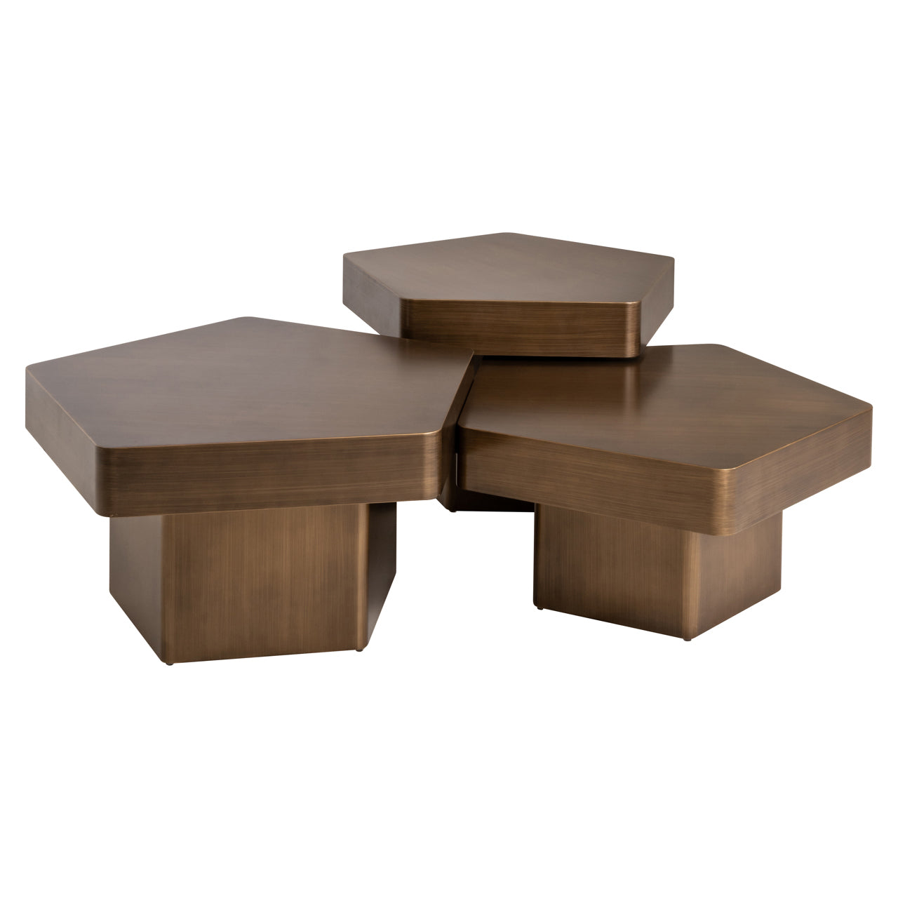 Richmond Interiors Couchtisch Hexa brushed gold (Set of 3) Couchtisch Richmond Interiors