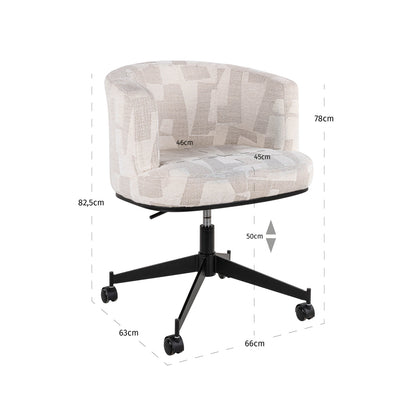 Richmond Interiors Esszimmerstuhl Rochenne beige graffic swivel on wheels Esszimmerstuhl Richmond Interiors