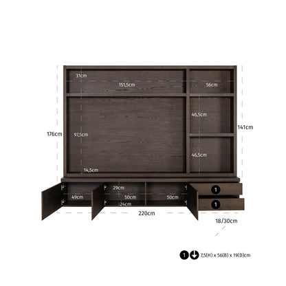 Richmond Interiors TV-Schrank Lachance brown 3-doors 2-drawers TV-Schrank Richmond Interiors