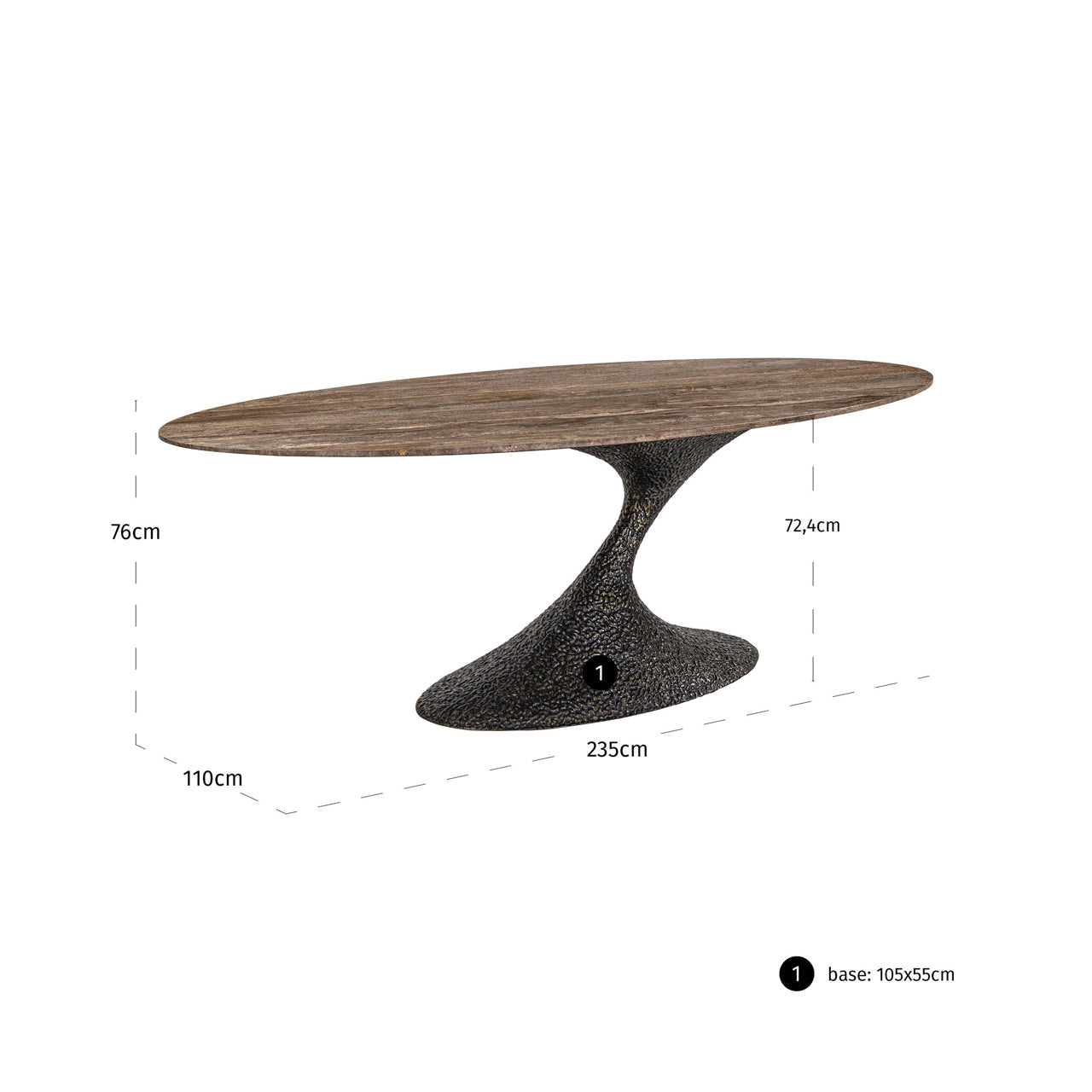 Richmond Interiors Esstisch Russo ash brown oval 235 Esstisch Richmond Interiors
