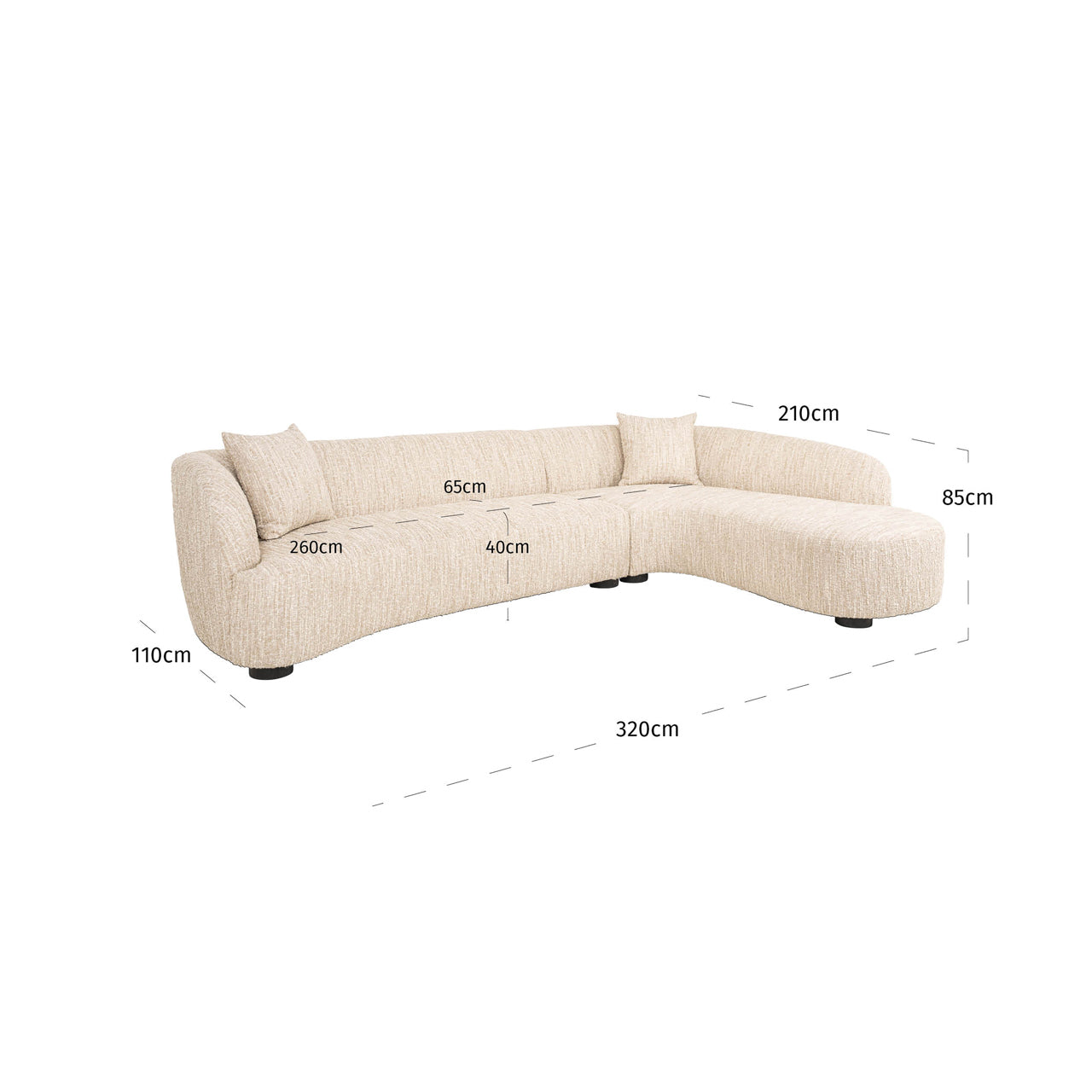 Richmond Interiors Sofa Pandora beige angora lounge right Sofa Richmond Interiors