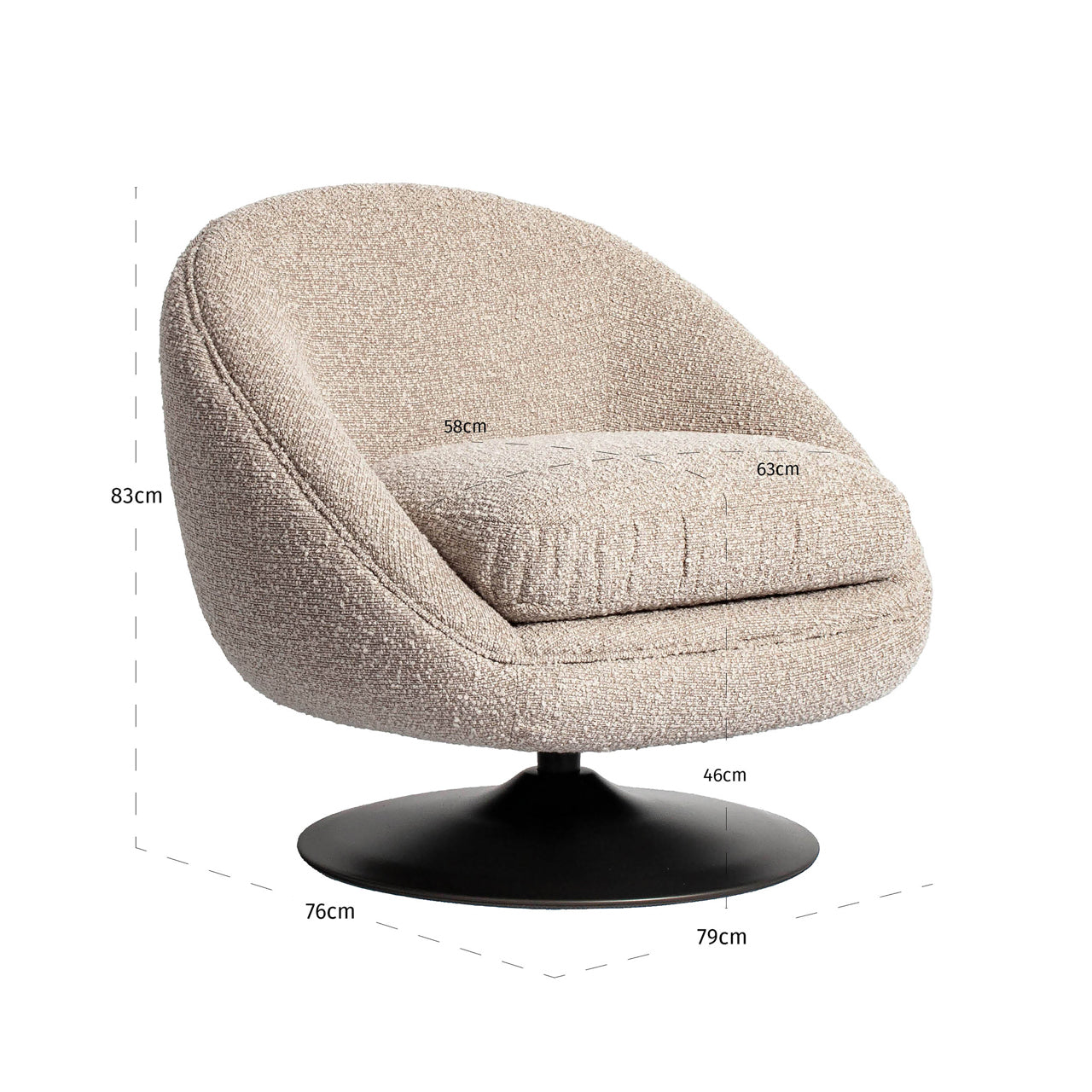 Richmond Interiors Lounge Stuhl Nodo natural chunky swivel Lounge Stuhl Richmond Interiors