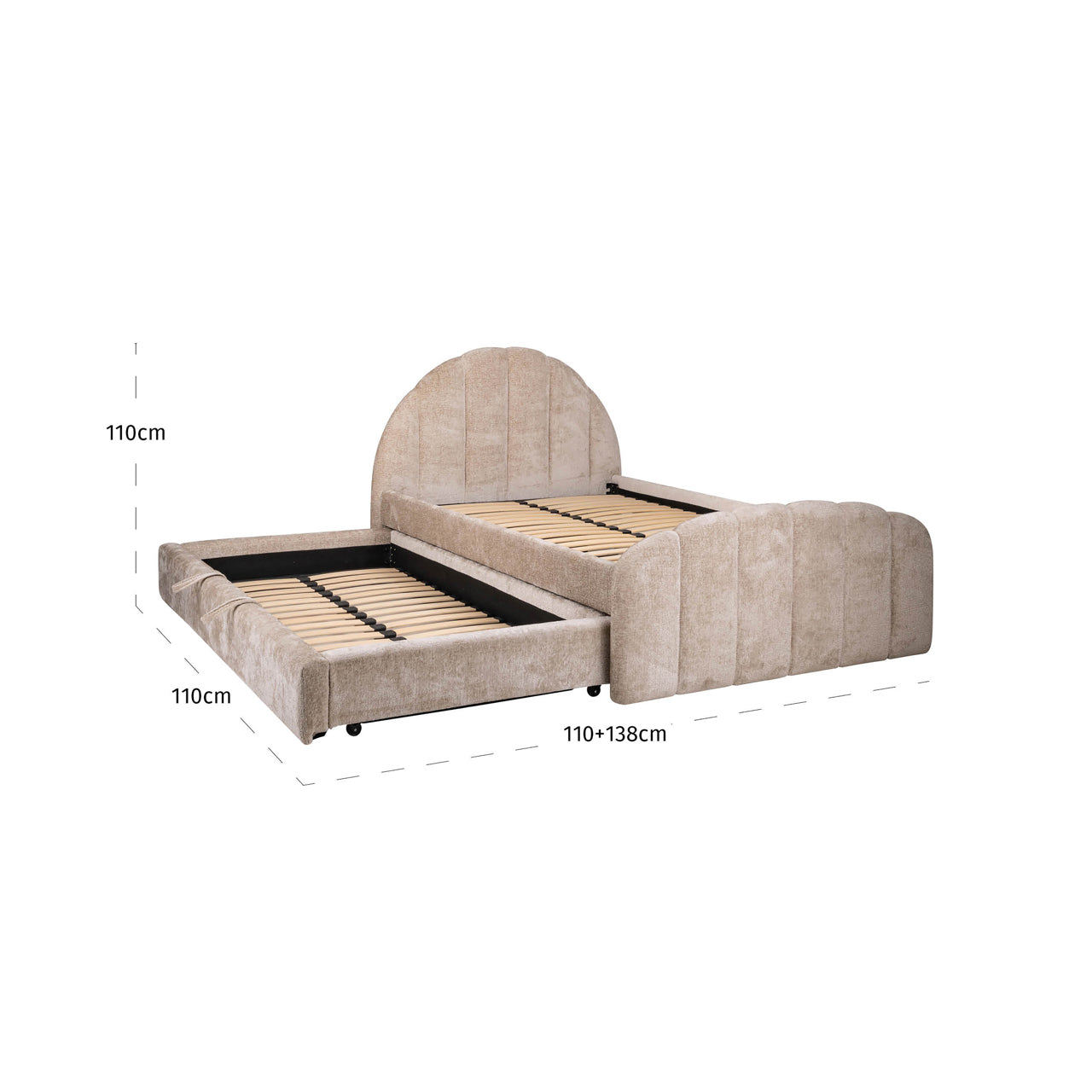 Richmond Interiors Bett Pixie clay chenille 120x200 with pull-out bed Bett Richmond Interiors