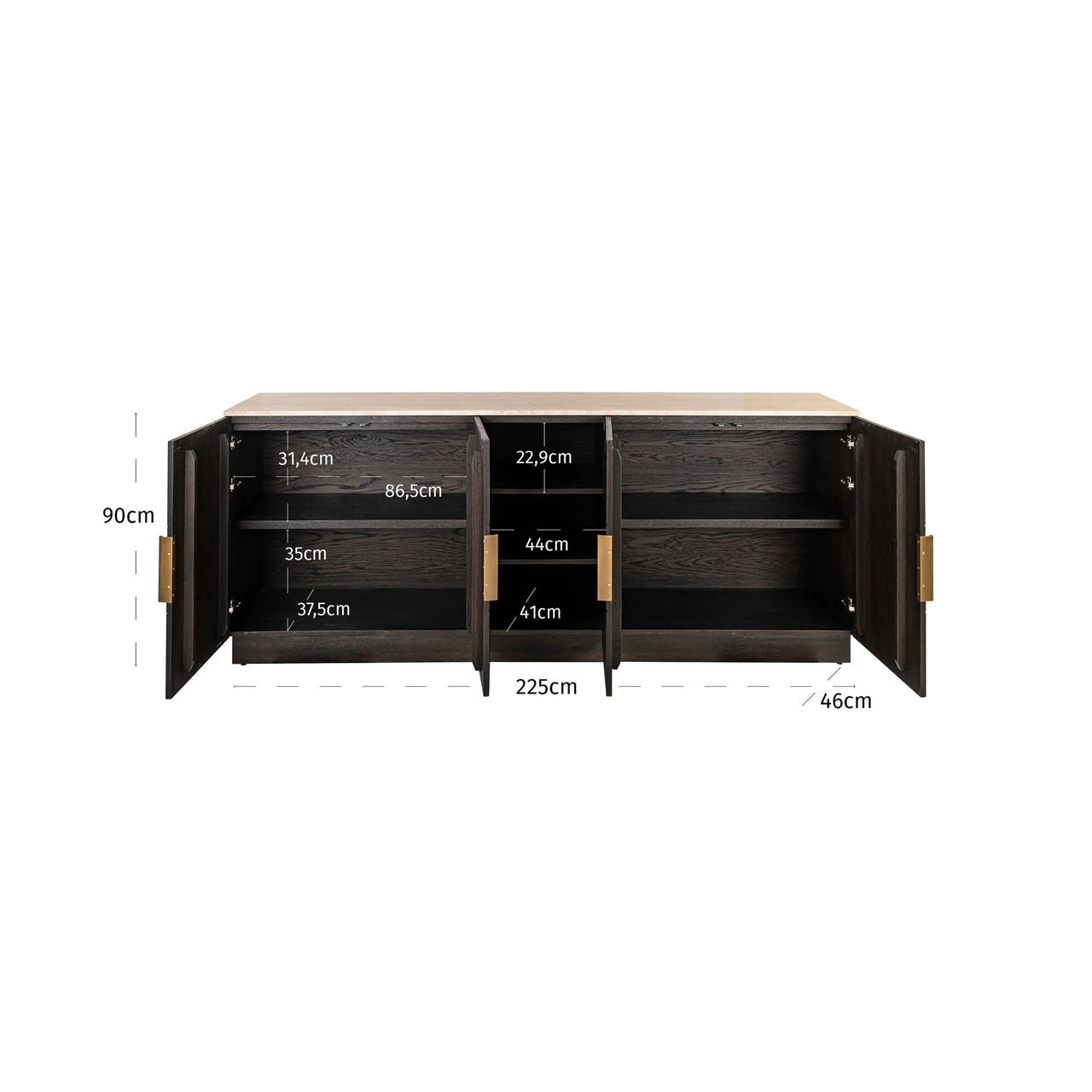 Richmond Interiors Sideboard Claremont brown 4-doors 2-shelves Sideboard Richmond Interiors